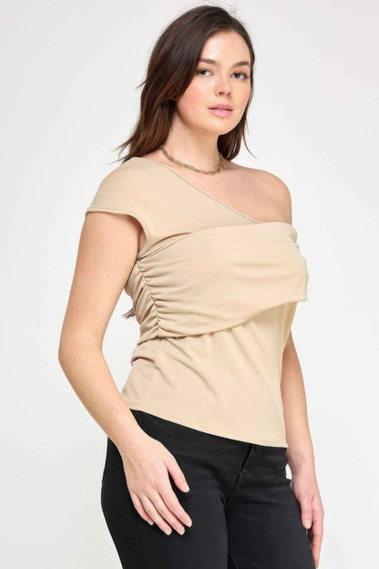 Plus Size One Shoulder Assymetric Knit Crepe Top