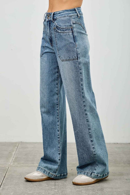 High Rise Double Pocket Wide Leg