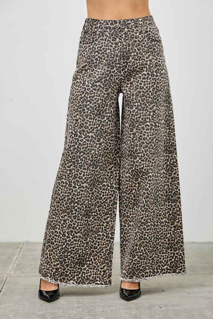 Leopard Super High Rise Wide Leg With Stretch