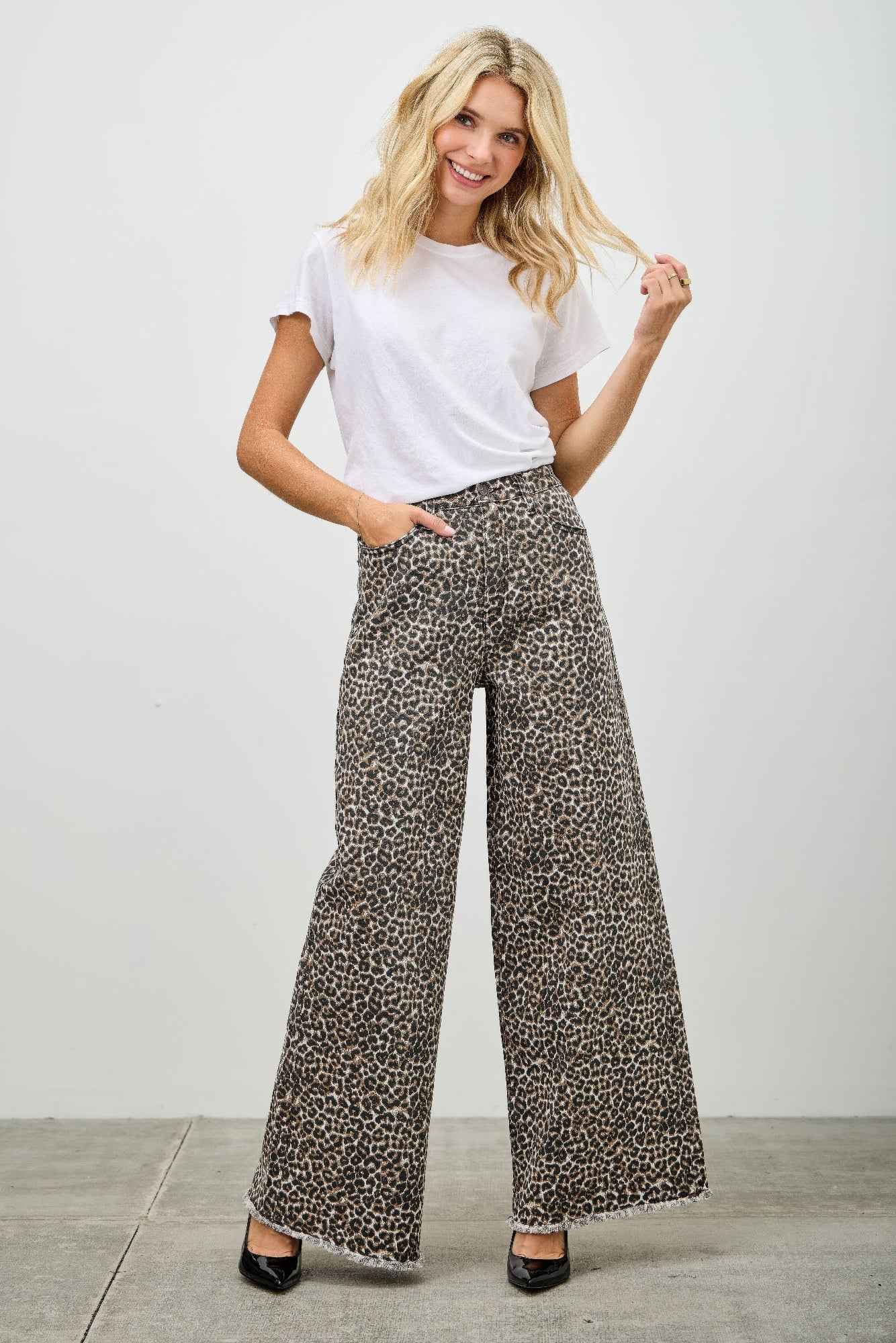Leopard Super High Rise Wide Leg With Stretch