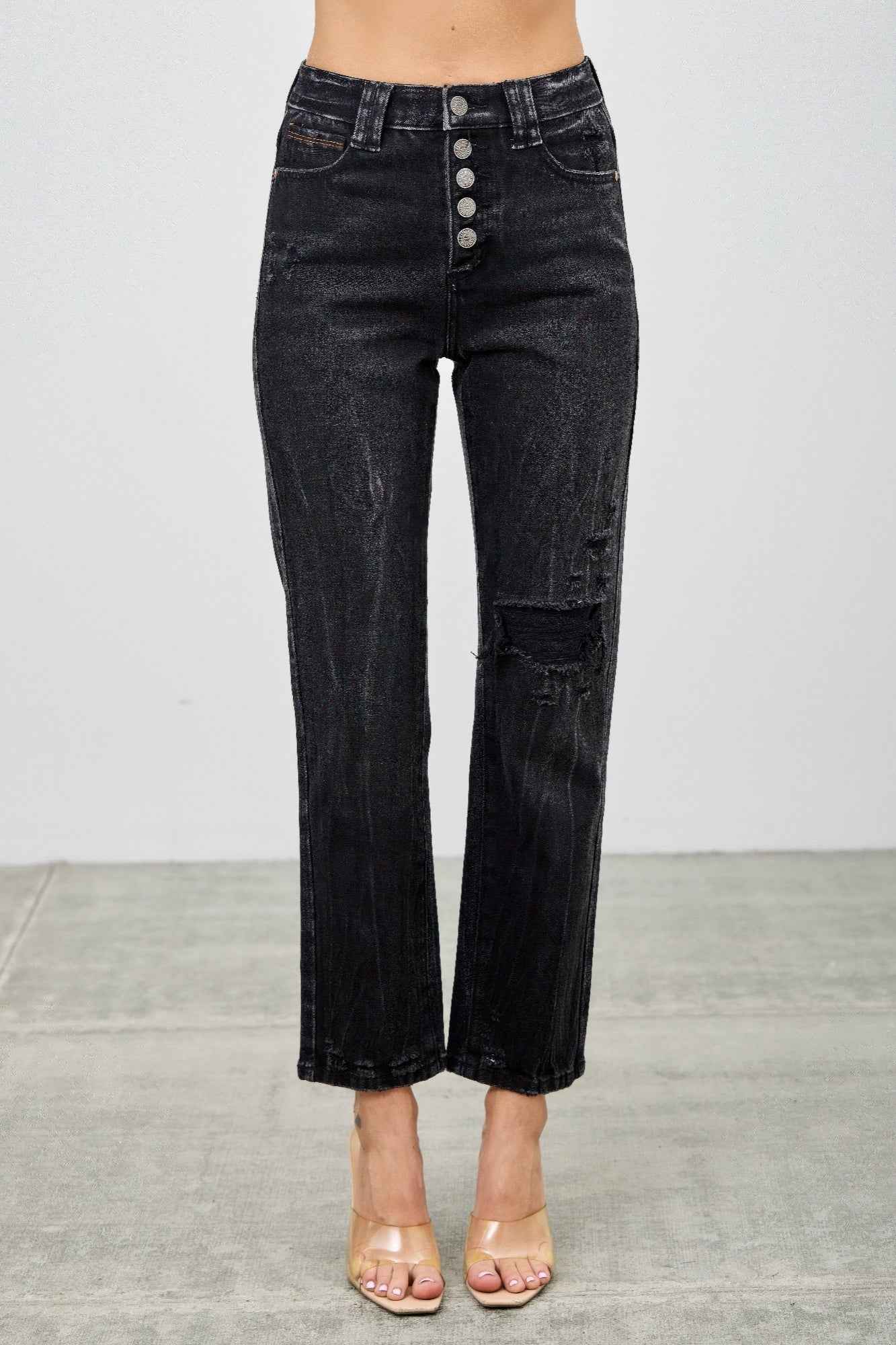 High Rise Slim Fit With Button Fly