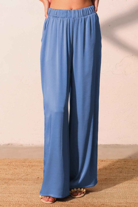 Washed Poly Silk Pocket Pants