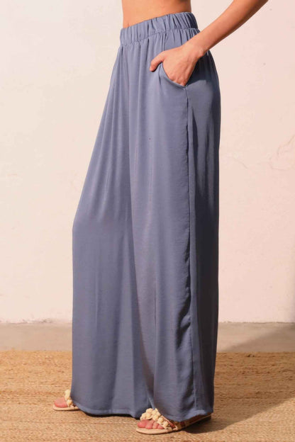 Washed Poly Silk Pocket Pants