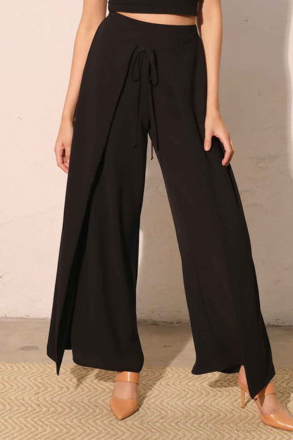 Matte Crepe Overlap Pants