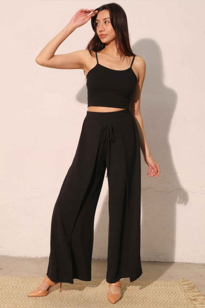 Matte Crepe Overlap Pants