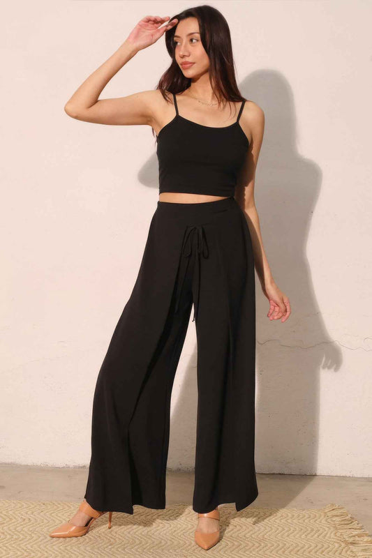 Matte Crepe Overlap Pants