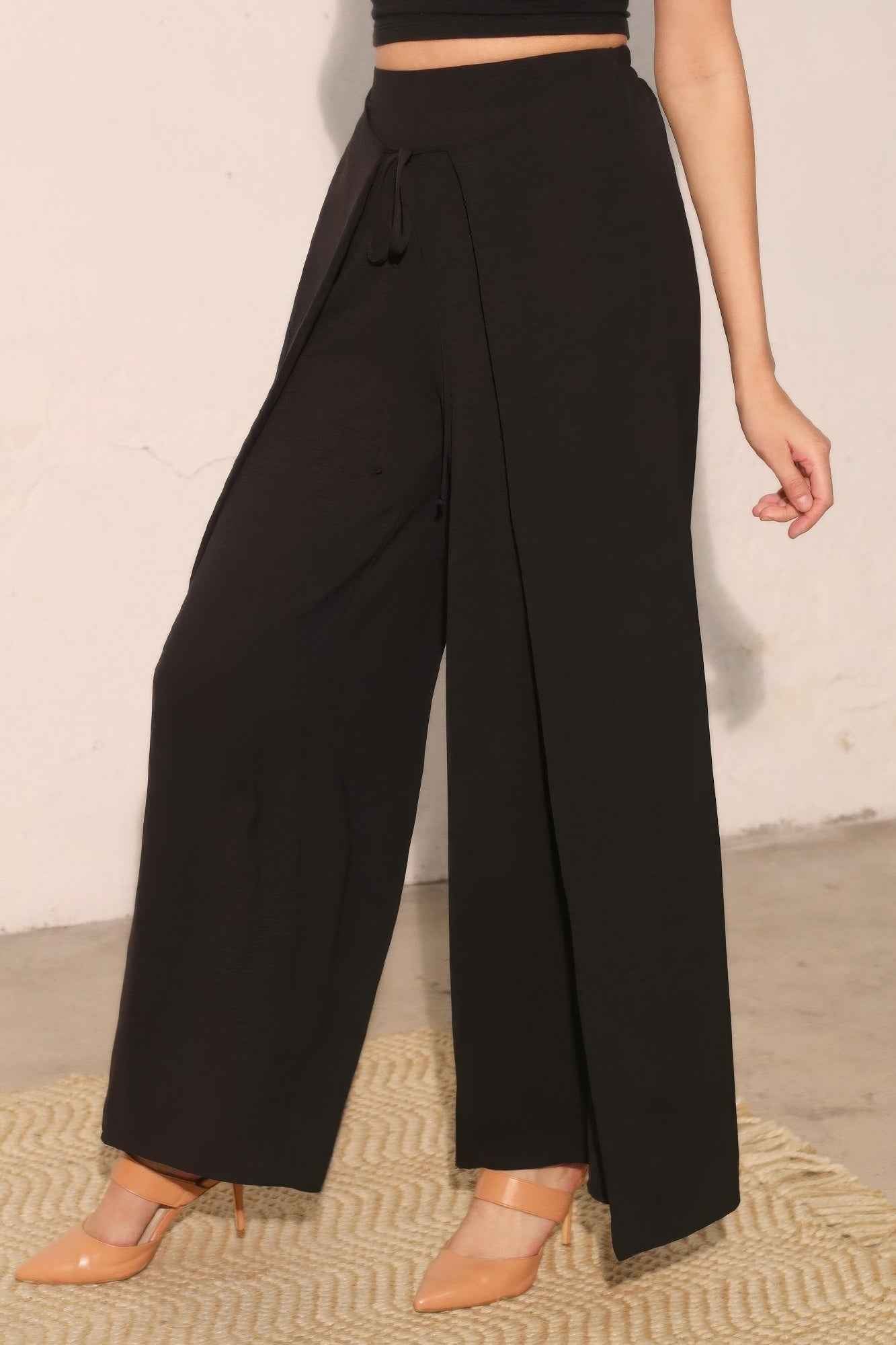 Matte Crepe Overlap Pants