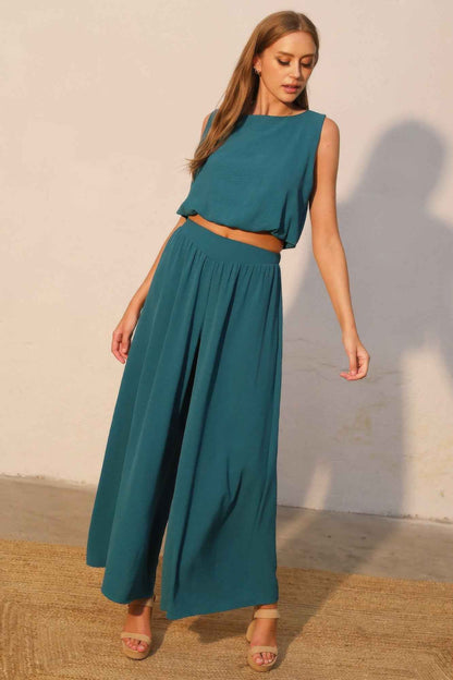 Matte Crepe Wide Leg Swing Pants