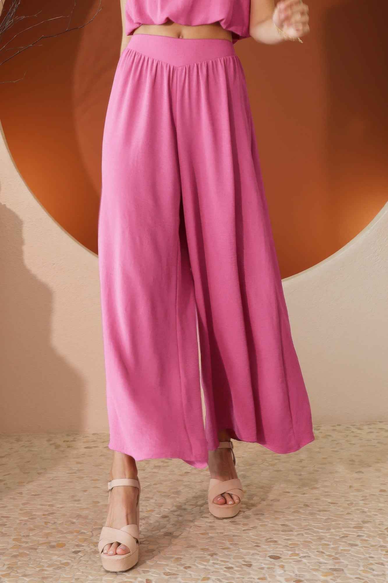 Matte Crepe Wide Leg Swing Pants