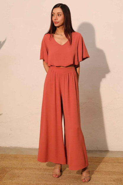 Matte Crepe Wide Leg Swing Pants