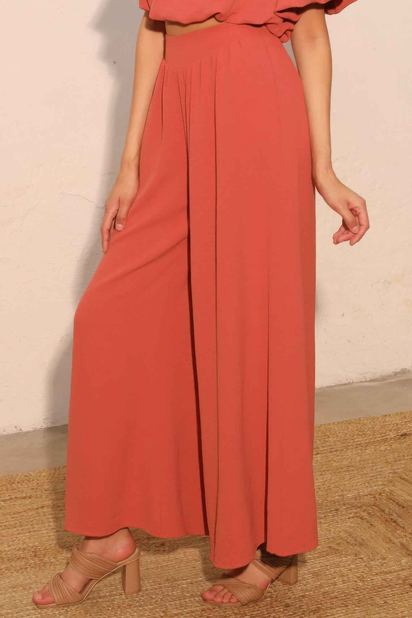 Matte Crepe Wide Leg Swing Pants