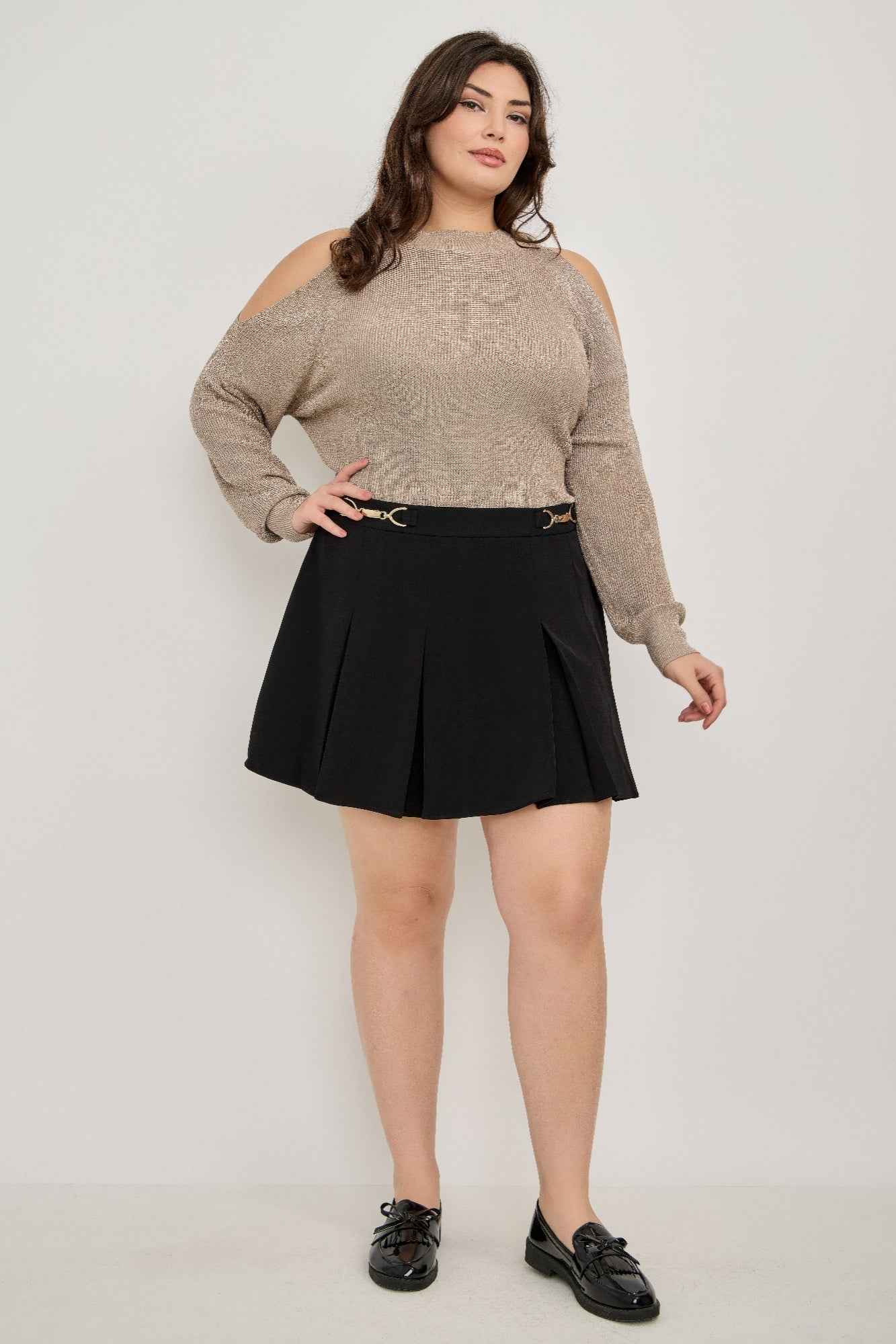 Plus Size Cold-shoulder Knit Sweater