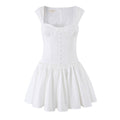 Waist-Cinching Flared Corset Gown Dress, Long and Short Sleeveless Bodycon Dress