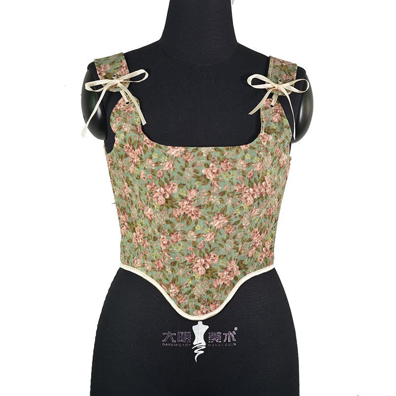 Corduroy European and American outerwear fishbone corset women corset court French style