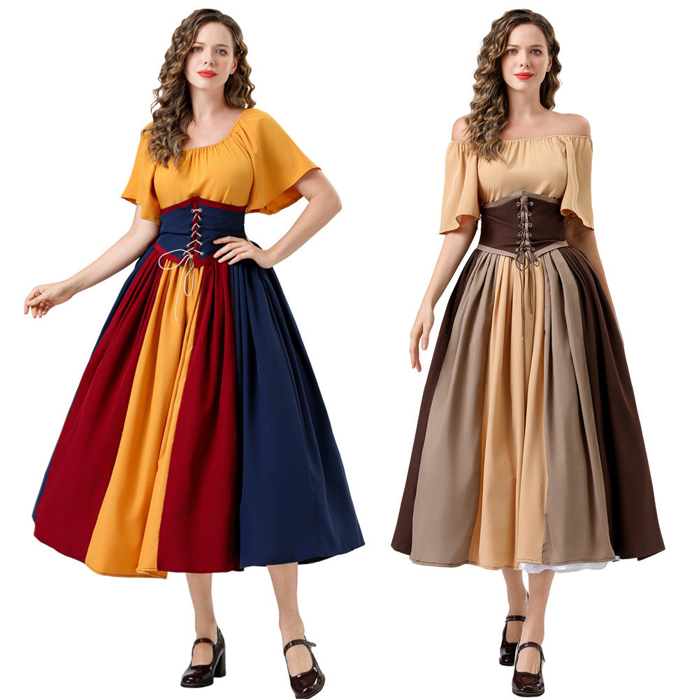Halloween Costume Adult Medieval Vintage Renaissance European Court Women's Corset Dress Costume