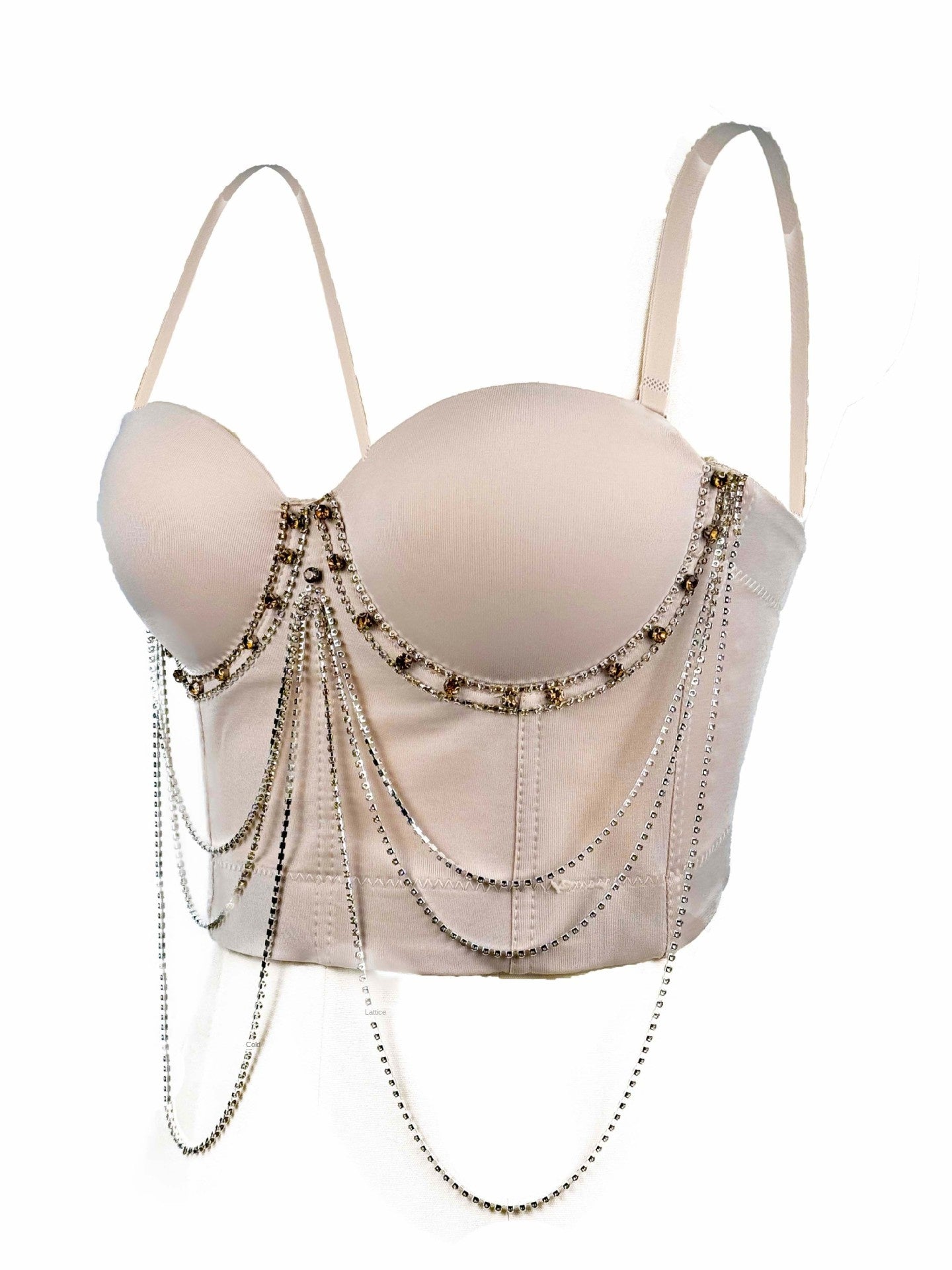 Tassel Chain Strapless Camisole Summer Performance Stage Sexy Body-Shaping Corset Boned Bustier