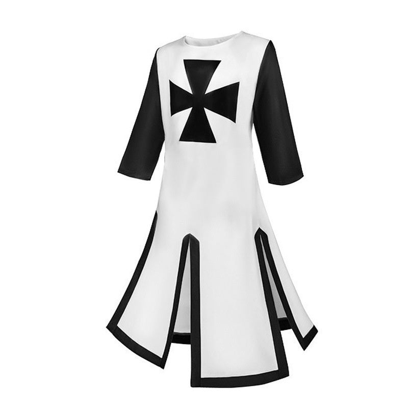 Halloween Costume Medieval Corset Cut-Out Patchwork Men's Top Templar Knight Foreign Trade Drop Shipping