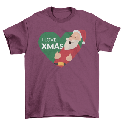 I Love Xmas Santa Christmas Heart T-shirt