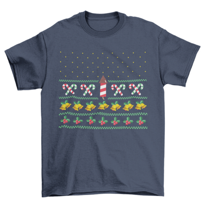 Star Space Ship Holiday Seasonal Ugly sweater Firework Rocket Candy