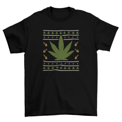 Weed Ugly Christmas Sweater T-Shirt Design