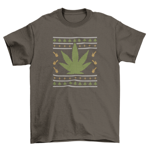 Weed Ugly Christmas Sweater T-Shirt Design