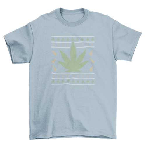 Weed Ugly Christmas Sweater T-Shirt Design