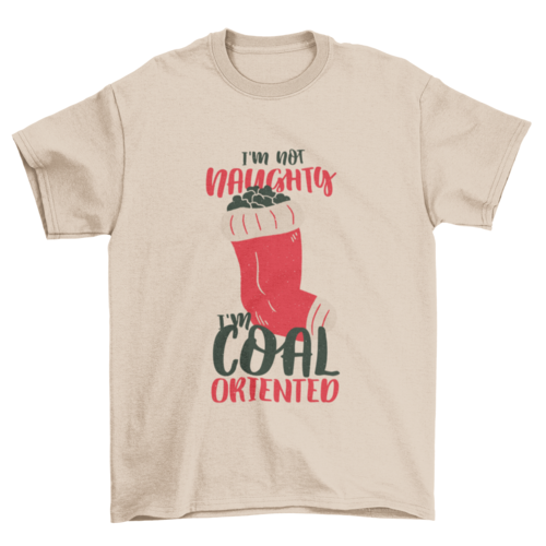 Red Stocking Coal Christmas Quote "I'm not naughty I'm coal oriented"