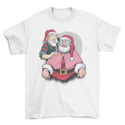 Santa claus barber shop barber elf t-shirt