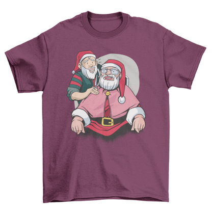 Santa claus barber shop barber elf t-shirt