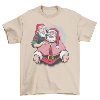 Santa claus barber shop barber elf t-shirt