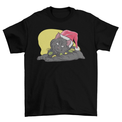 Christmas black cat t-shirt