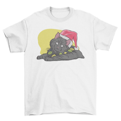 Christmas black cat t-shirt