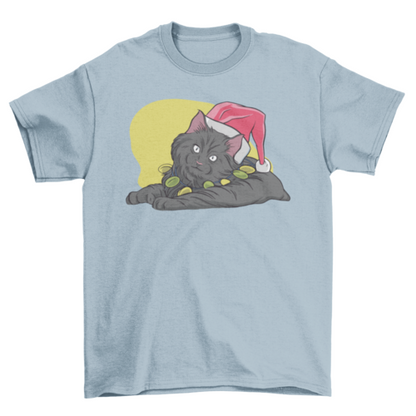 Christmas black cat t-shirt