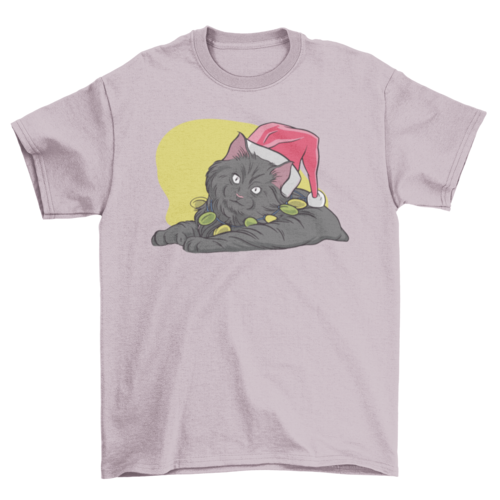 Christmas black cat t-shirt