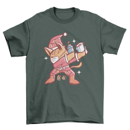 Dabbing christmas cat t-shirt