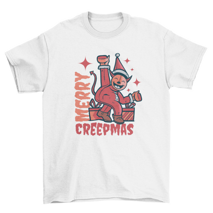 Illustration of happy monster celebrating Christmas t-shirt