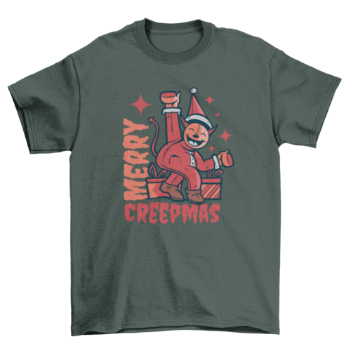 Illustration of happy monster celebrating Christmas t-shirt