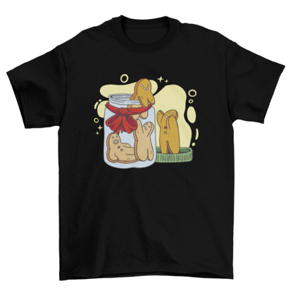 Gingerbread man cookies in jar t-shirt