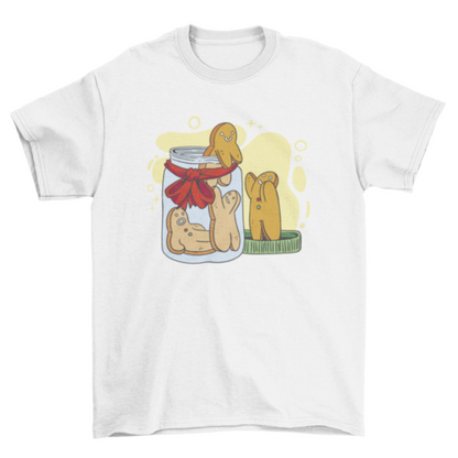 Gingerbread man cookies in jar t-shirt