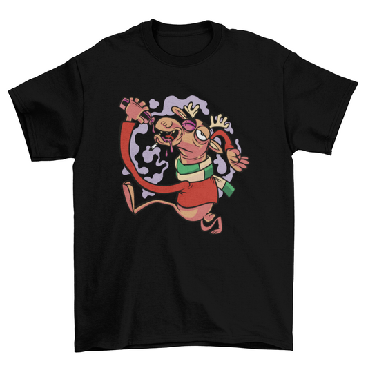 Drunk Christmas reindeer t-shirt