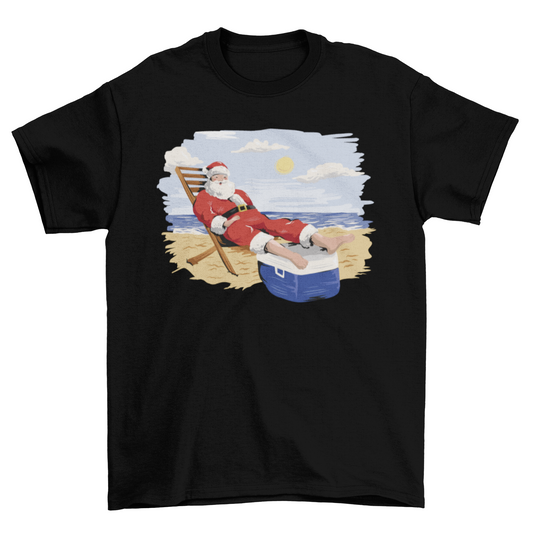 Santa claus on the beach t-shirt