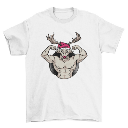 Strong reindeer christmas t-shirt