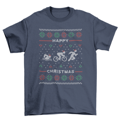 Triathlon sport ugly sweater t-shirt