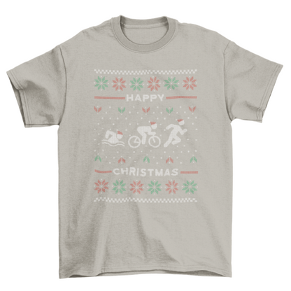 Triathlon sport ugly sweater t-shirt