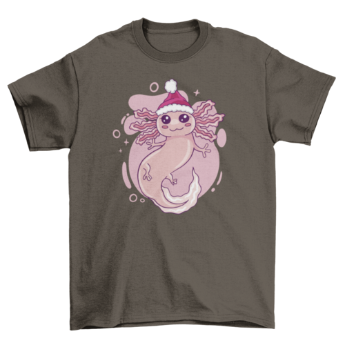 Axolotl in christmas hat t-shirt