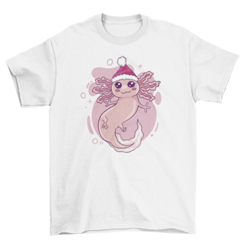 Axolotl in christmas hat t-shirt