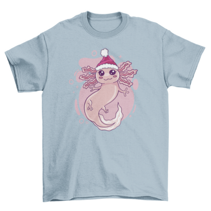 Axolotl in christmas hat t-shirt