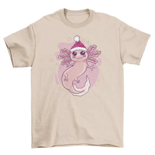 Axolotl in christmas hat t-shirt