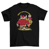 Bull Santa w/ caption "Merry Cryptmas run" Christmas holiday T-shirt