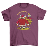 Bull Santa w/ caption "Merry Cryptmas run" Christmas holiday T-shirt